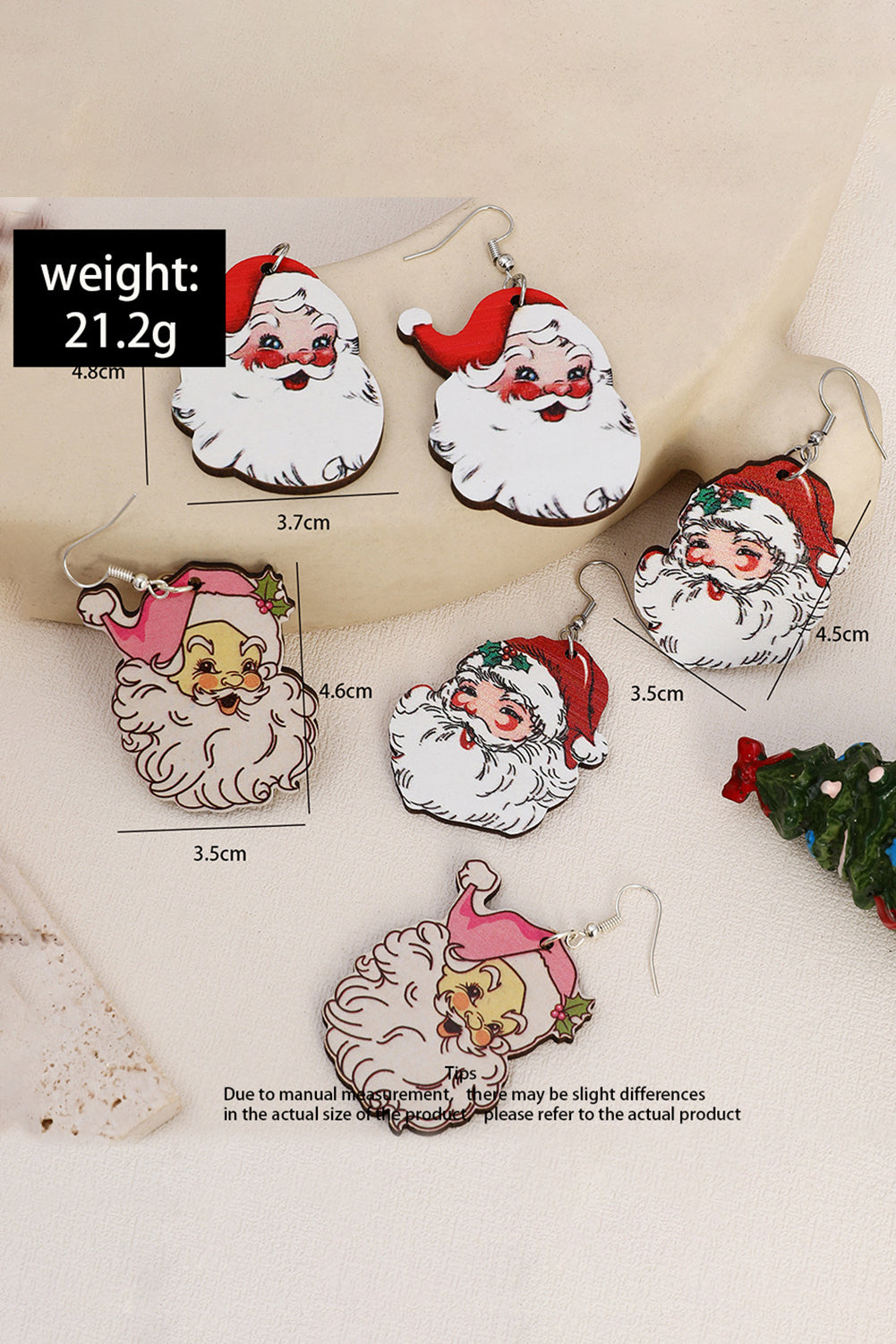 Y2K White 3 Pairs Christmas Santa Clause Pendant Hook Earrings