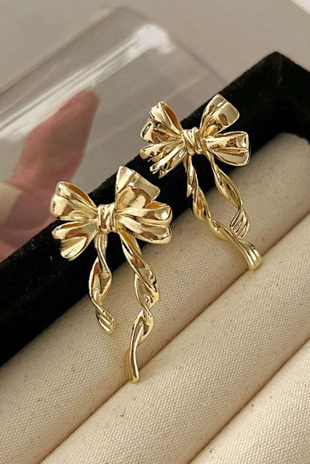 Y2K Gold Bow Knot Plated Alloy Stud Earrings