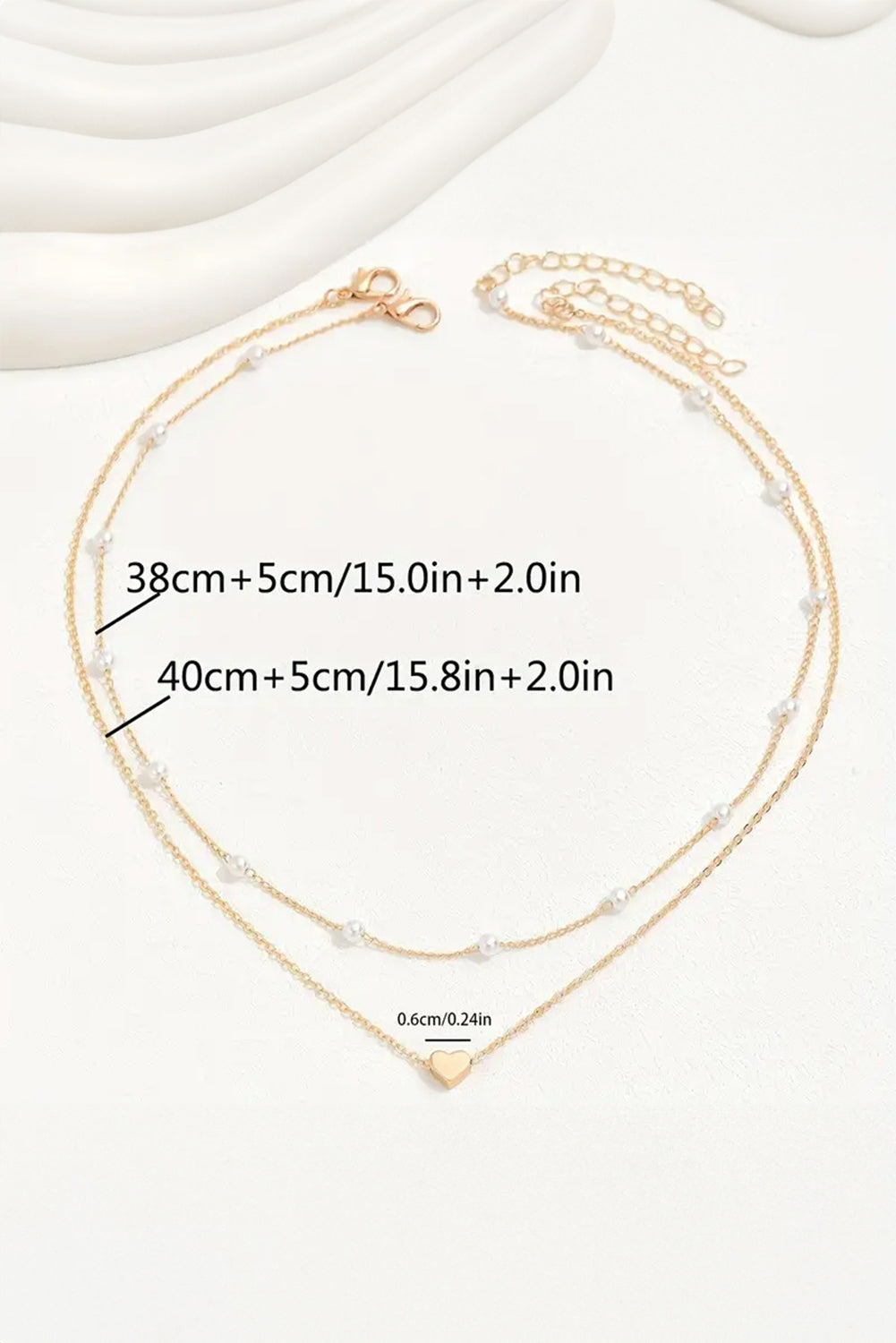 Y2K Gold Plated Heart and Pearl Detail 2pcs Layered Necklace