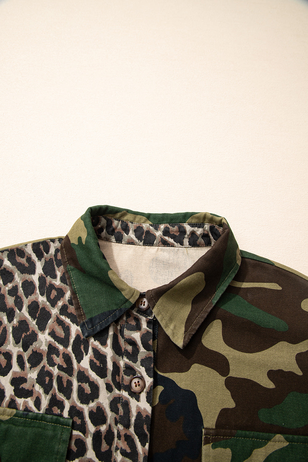 Y2K Brown Leopard Camo Patchwork Oversize Shacket