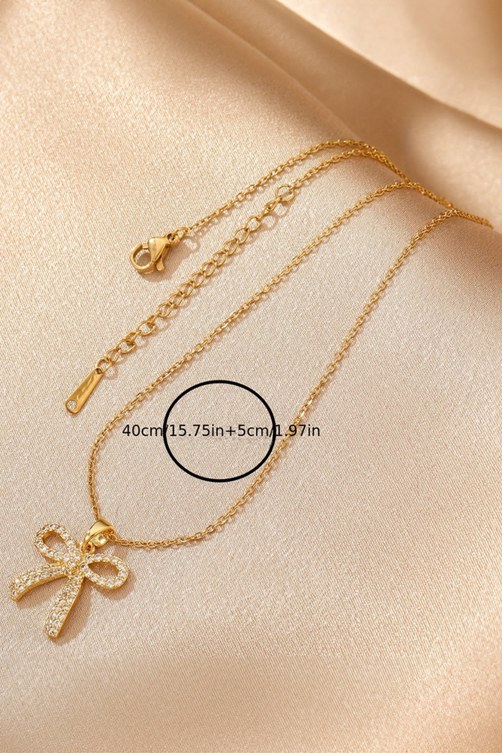 Y2K Gold Plated Rhinestone Bowknot Pendant Necklace