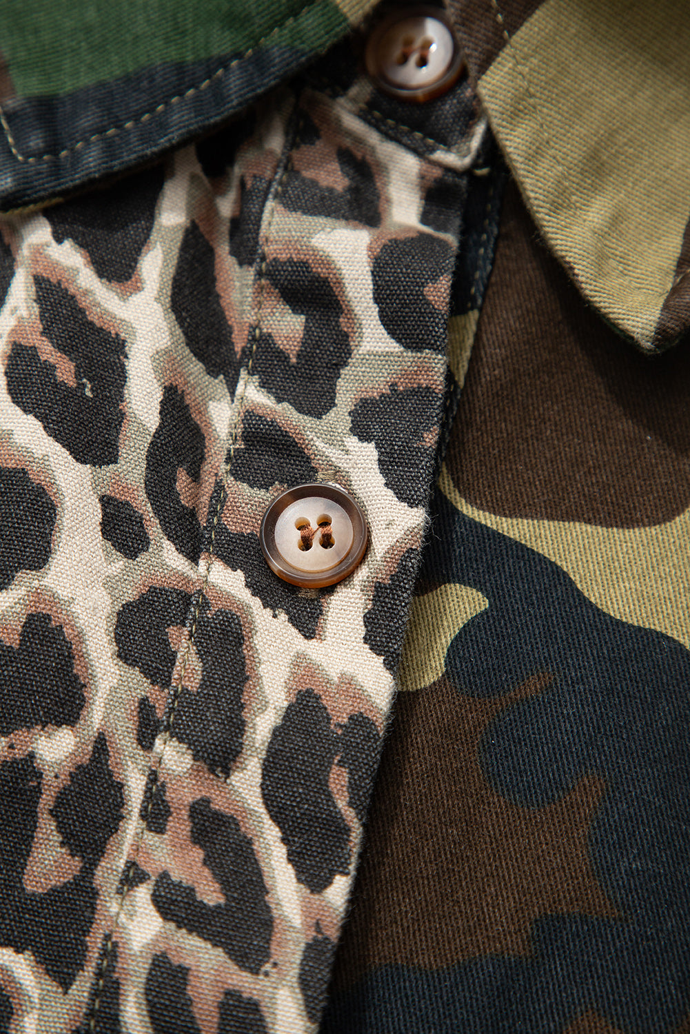 Y2K Brown Leopard Camo Patchwork Oversize Shacket