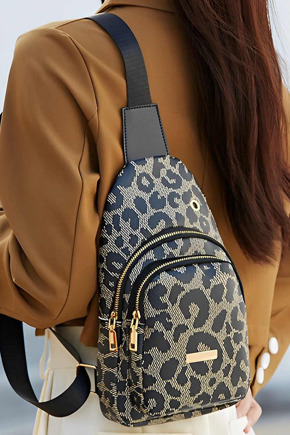 Y2K Leopard Print PU Sling Bag