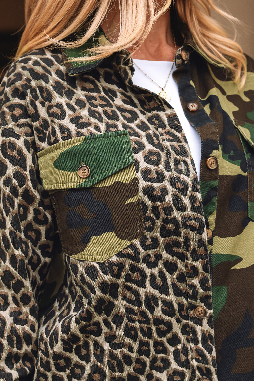 Y2K Brown Leopard Camo Patchwork Oversize Shacket