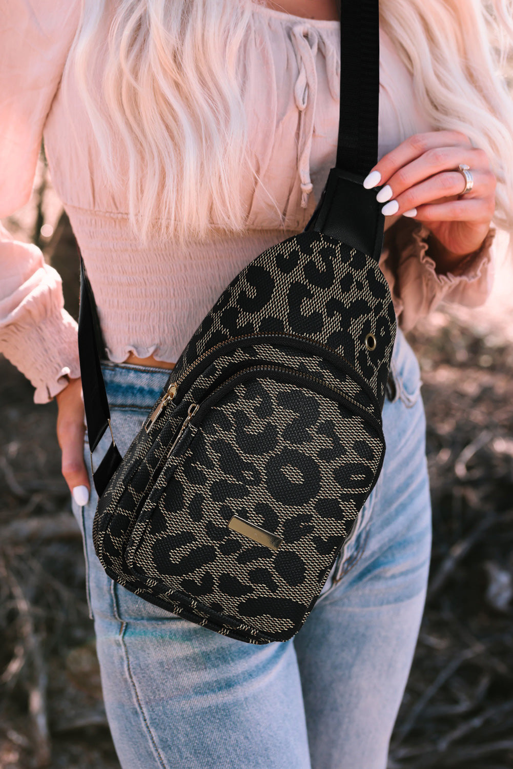 Y2K Leopard Print PU Sling Bag