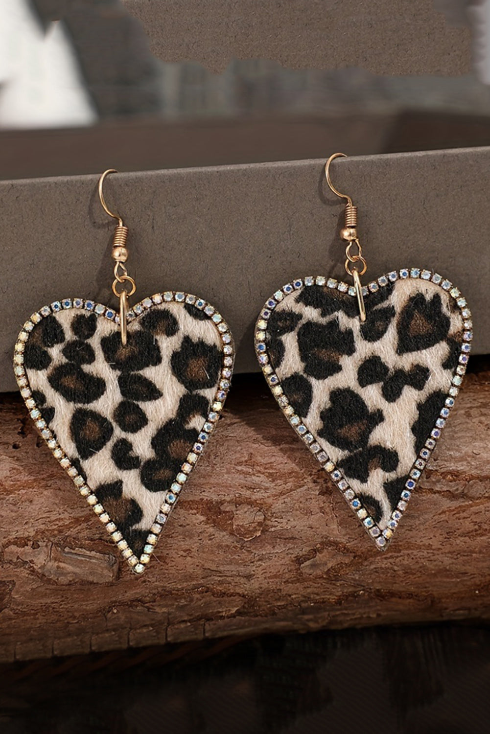 Y2K Multicolour Rhinestone Edge Leopard Print Heart Shape Earrings