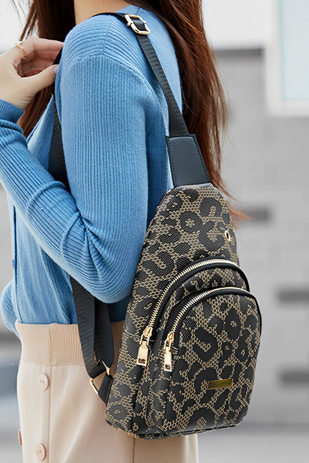 Y2K Leopard Print PU Sling Bag