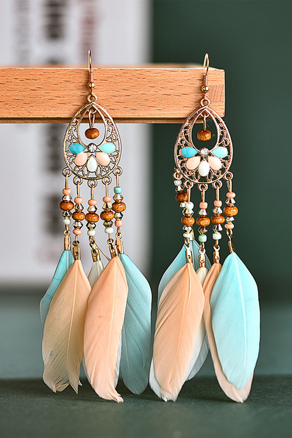 Y2K Multicolor Bohemian Hollow-out Feather Tassel Earrings