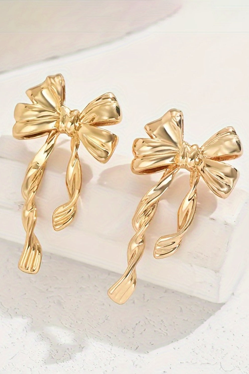 Y2K Gold Bow Knot Plated Alloy Stud Earrings