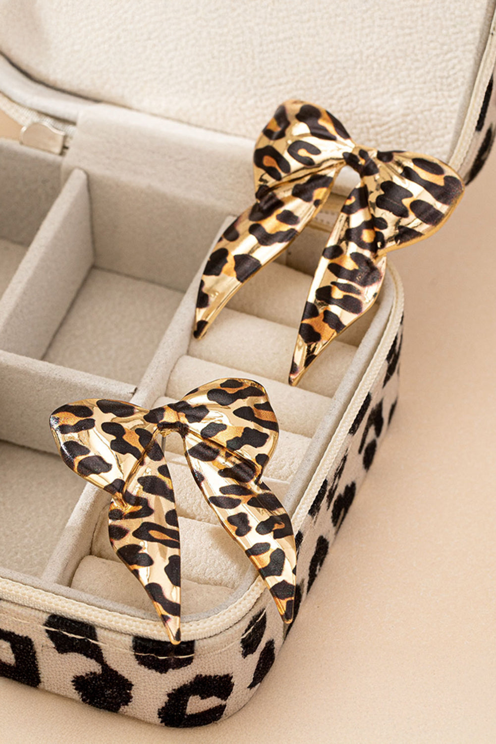 Y2K Gold Leopard Print Bow Knot Shape Plated Alloy Earrings