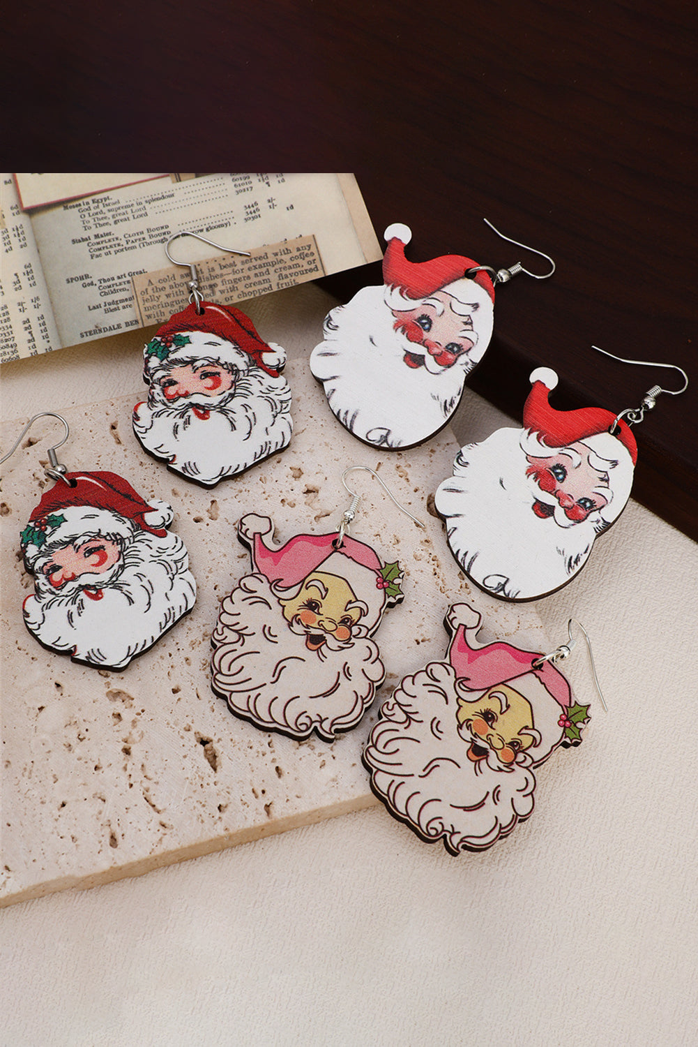 Y2K White 3 Pairs Christmas Santa Clause Pendant Hook Earrings