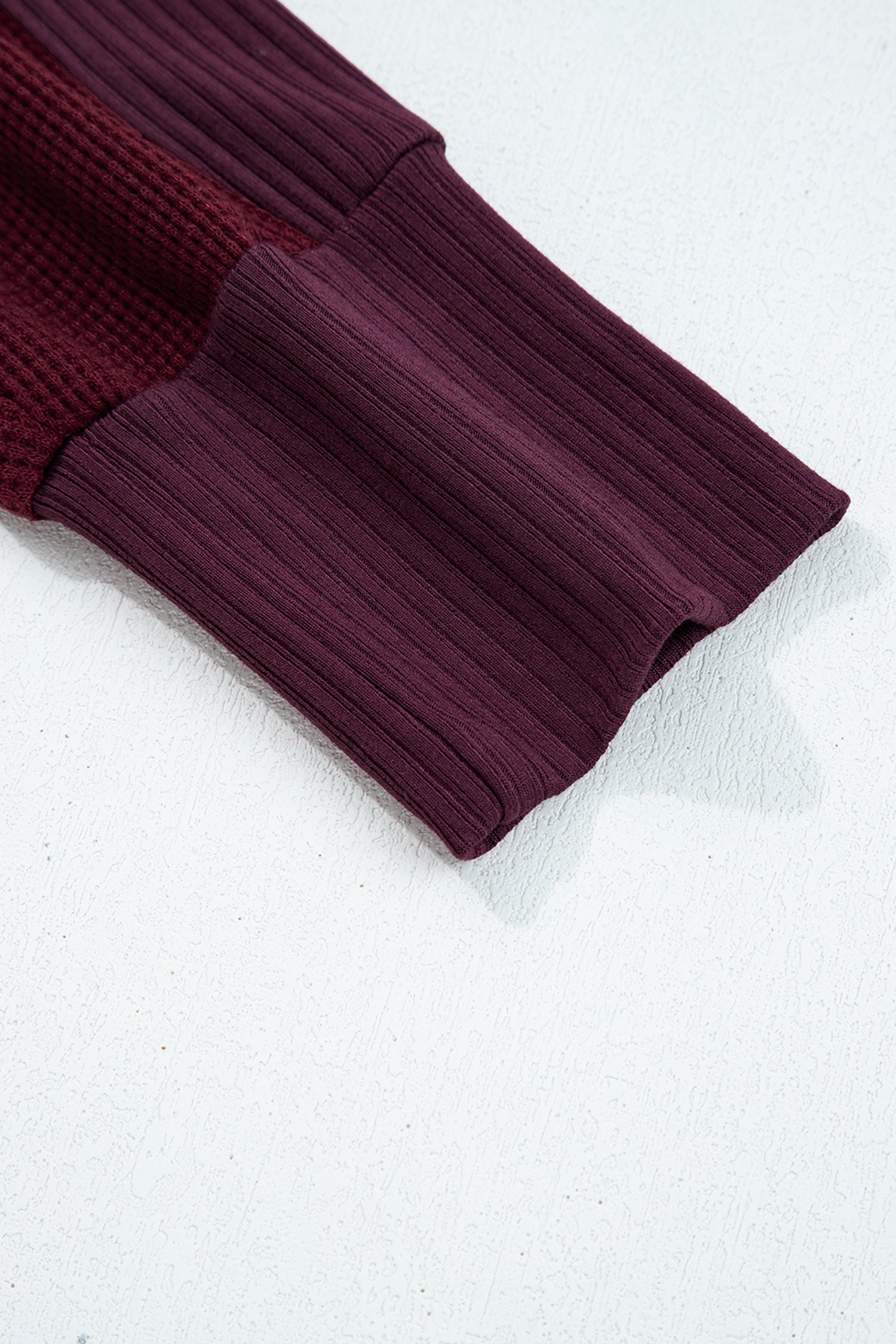 Y2K Burgundy Waffle Splicing Zip Up Front Button Hooded Jacket