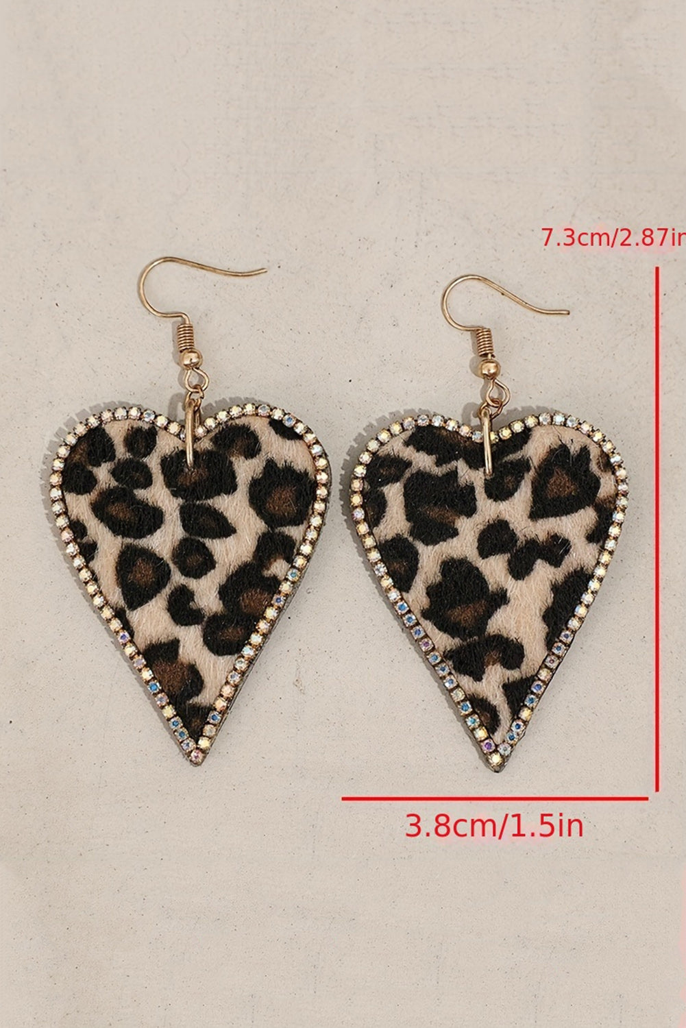 Y2K Multicolour Rhinestone Edge Leopard Print Heart Shape Earrings