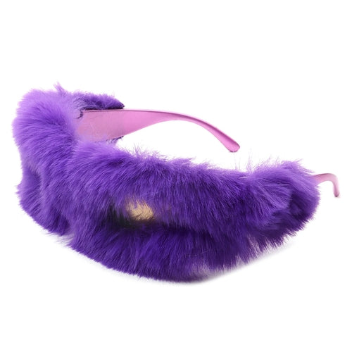 Y2K Wrap Around Fuzzy Furr Sunglasses