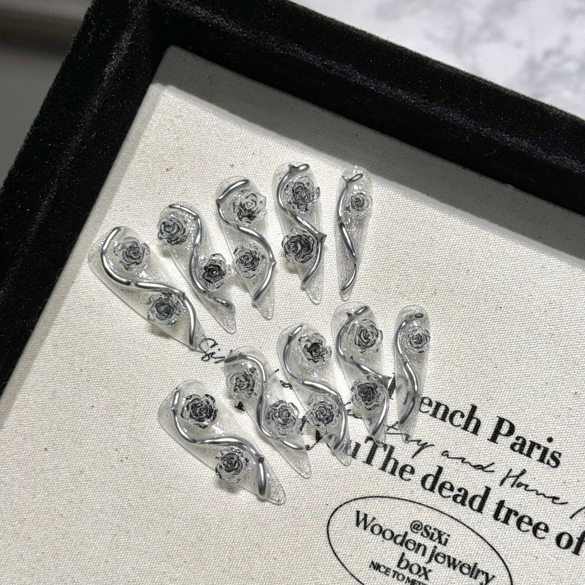 Y2k Hot Girl Black Rose Nails