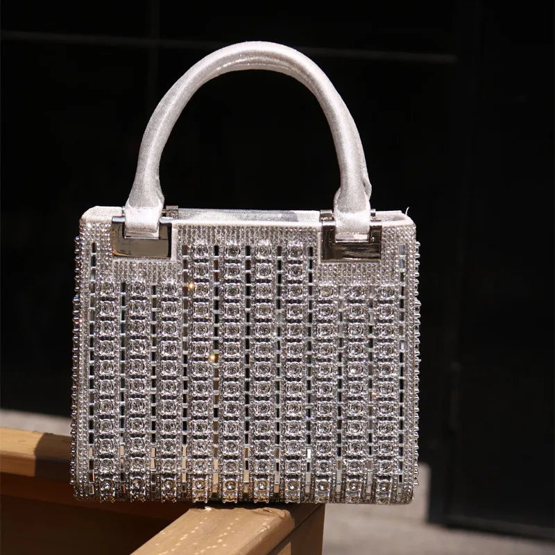 Y2K Luxury Crystal Diamond Evening Clutch — High-End Rhinestone Handbag for Weddings & Parties