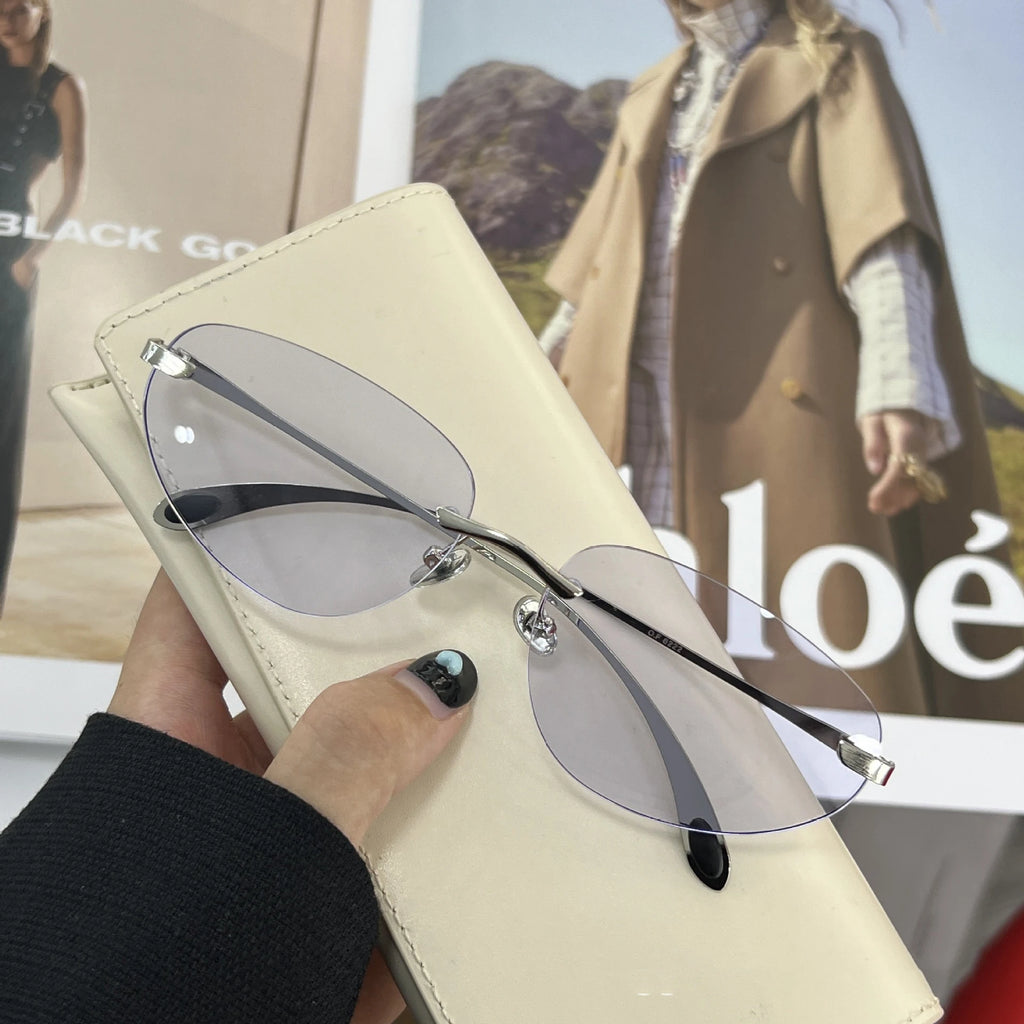 Y2K Cat Eye Frameless Sunglasses