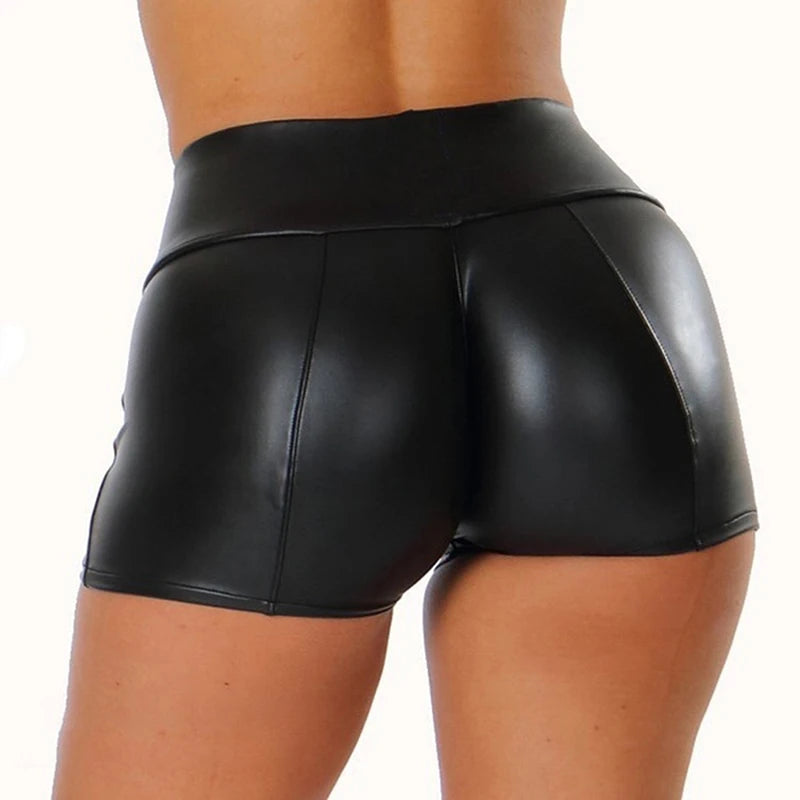 Y2K Midnight Flex Shorts — High-Waist PU Leather Bodycon Push-Up Shorts
