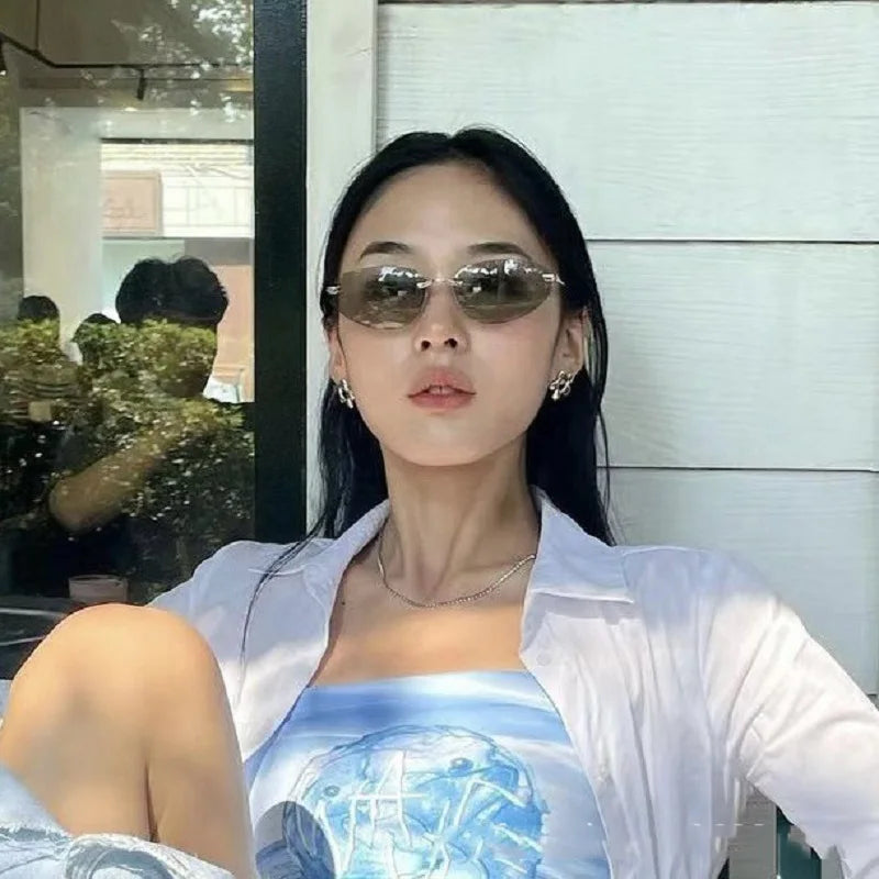 Y2K Cat Eye Frameless Sunglasses