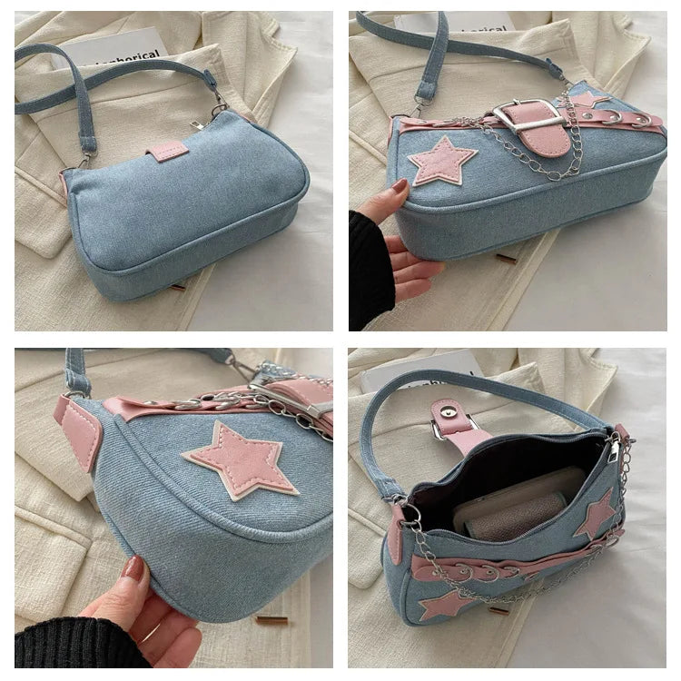 Y2k Retro Star Patch Shoulder Purse