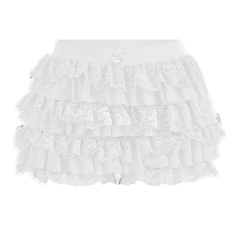 Y2K Retro Canvas Collection — Y2K Oil Paint Corset Top + Ruffle Lace Shorts (Sold Separately)