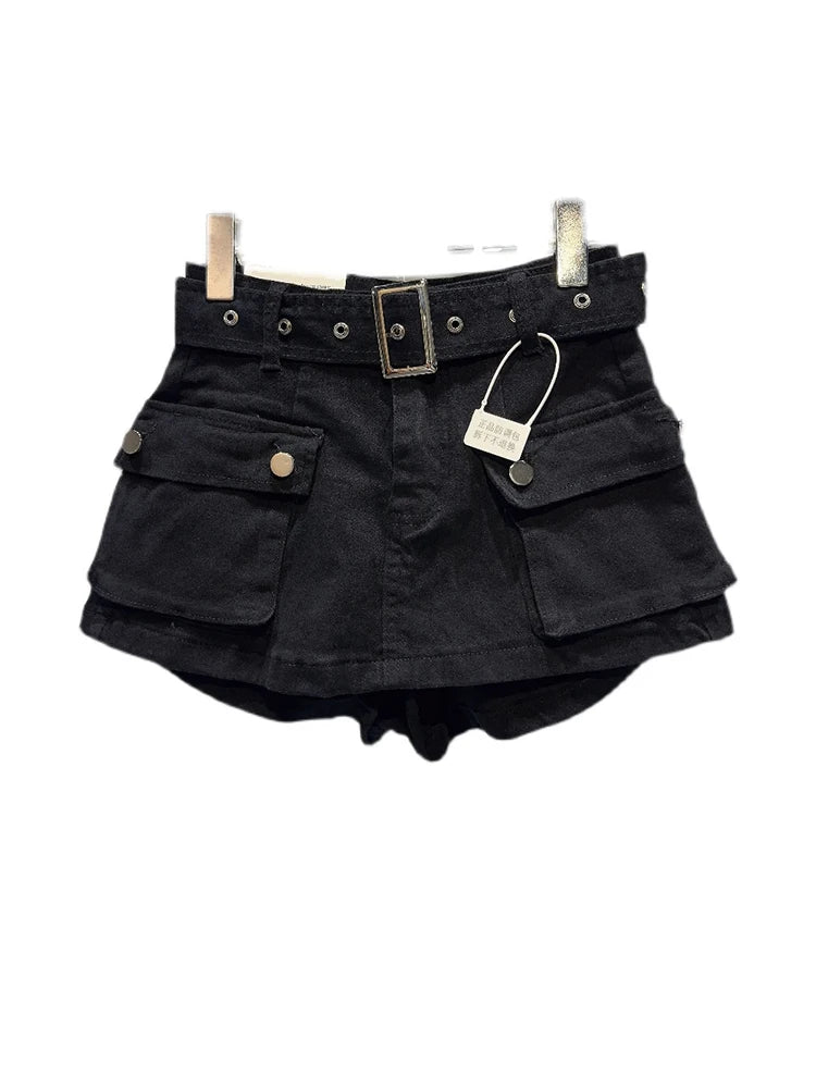 Y2K Harajuku High Waist Jean Skirt Shorts Combo