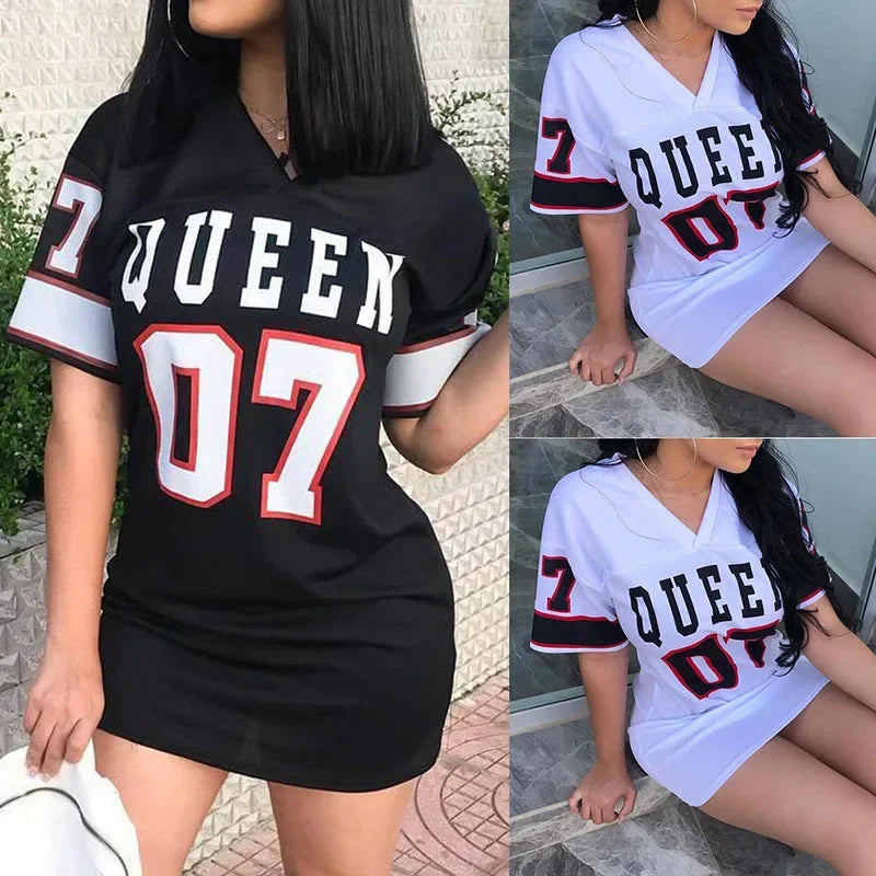 Y2K Game Time Jersey Dress — Sporty Streetwear Mini Dress