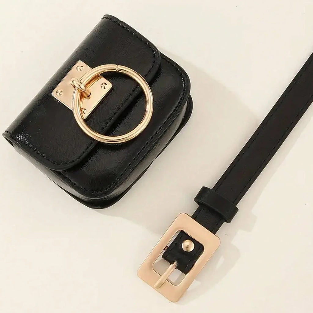 Y2K Heartbreaker Belt Bag — Gothic PU Leather Fanny Pack with Metal Heart Buckle