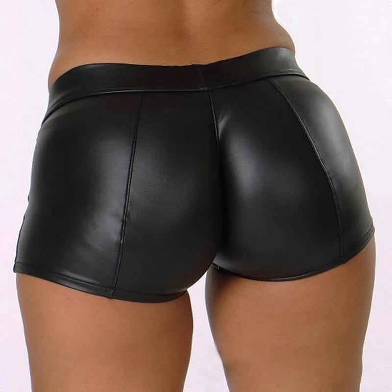 Y2K Midnight Flex Shorts — High-Waist PU Leather Bodycon Push-Up Shorts