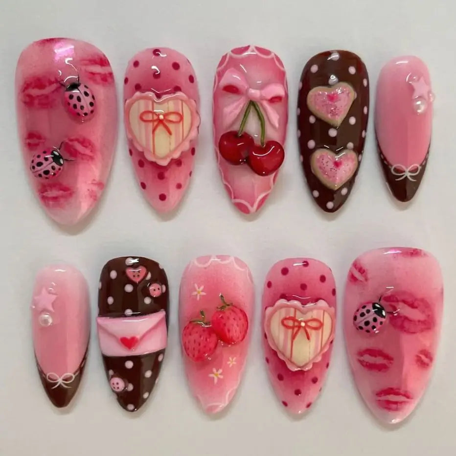 Y2k Sweet Cute Cartoon Cherry Nails