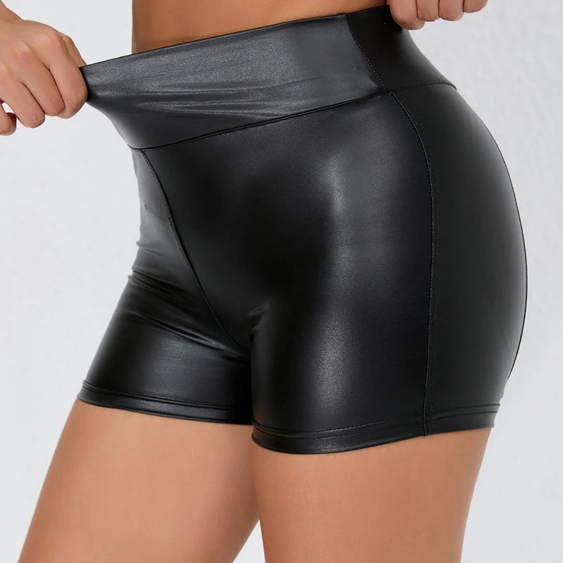 Y2K Midnight Flex Shorts — High-Waist PU Leather Bodycon Push-Up Shorts