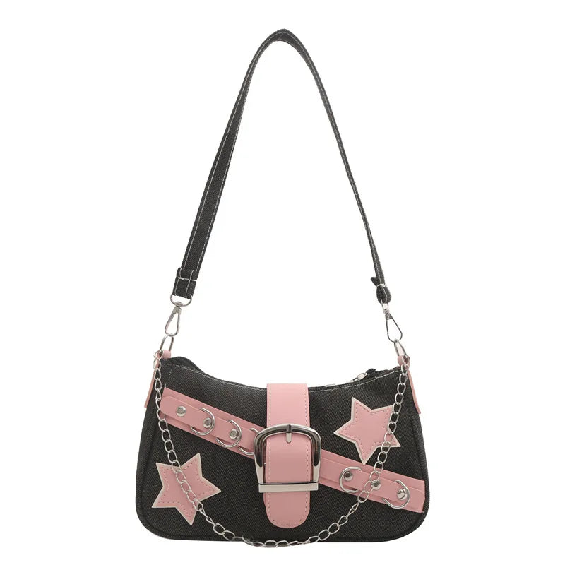Y2k Retro Star Patch Shoulder Purse