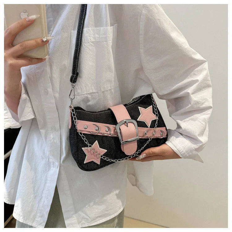 Y2k Retro Star Patch Shoulder Purse