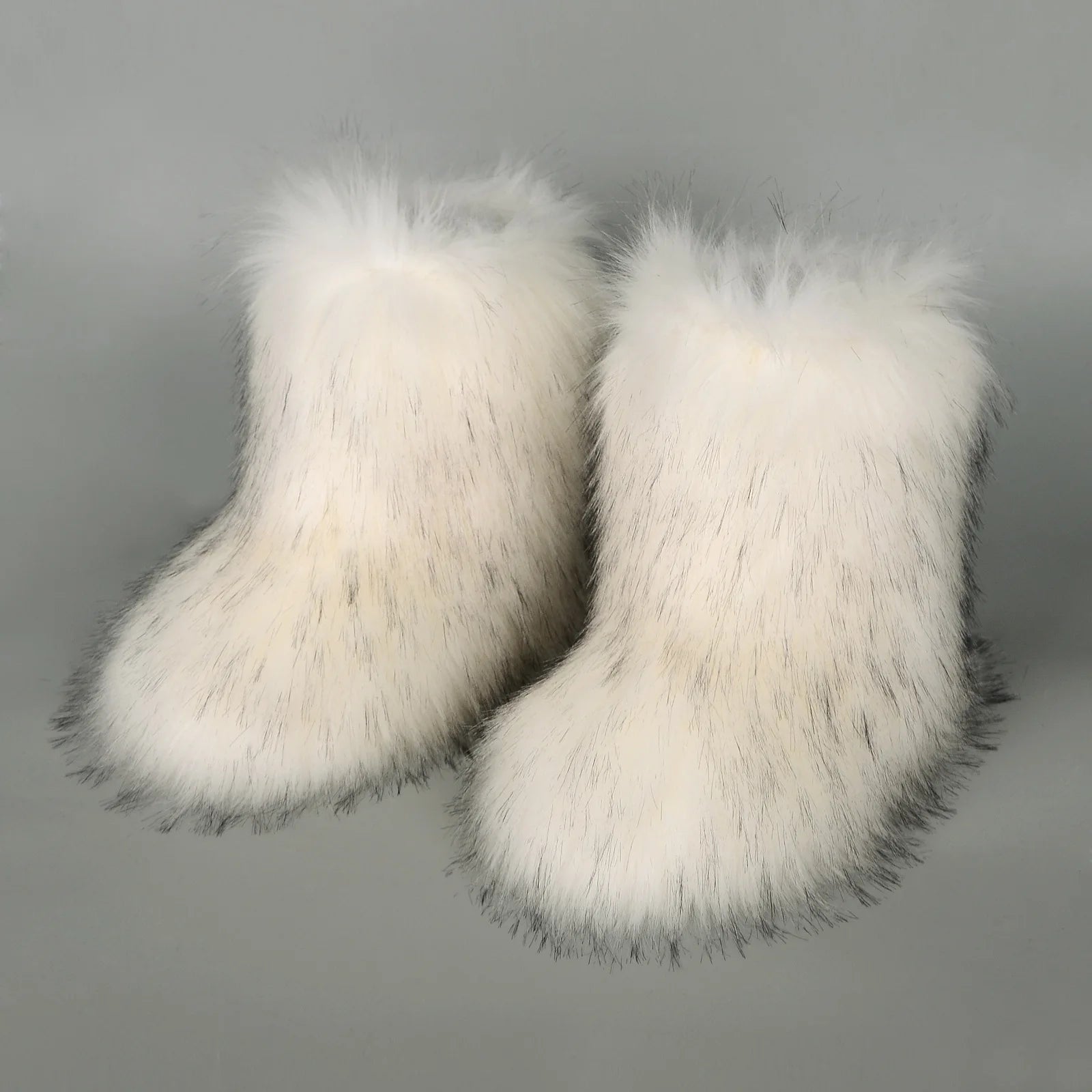 Y2K Luxury Faux Fur Winter Boots — Fluffy Mid-Calf Snow Boots