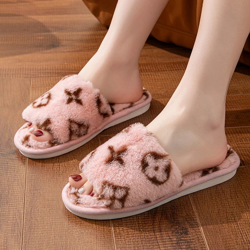 Y2K Luxury Fuzzy Fur Slippers