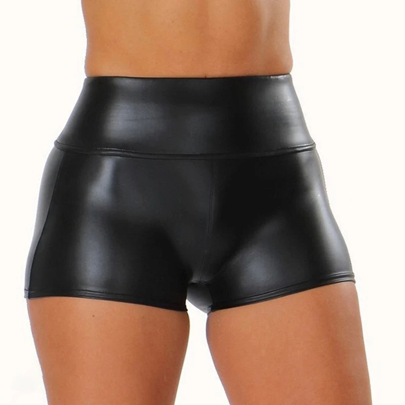 Y2K Midnight Flex Shorts — High-Waist PU Leather Bodycon Push-Up Shorts