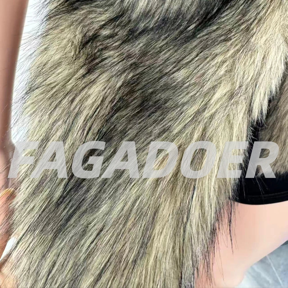 Y2K Fur Fusion Collection — Y2K Faux Fur Patchwork Crop Top + Matching Shorts (Sold Separately)