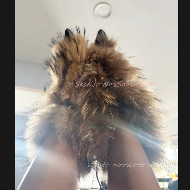 Y2K Frost Kiss Stiletto Boots — Pointed Toe Faux Fur Mid-Calf Heels