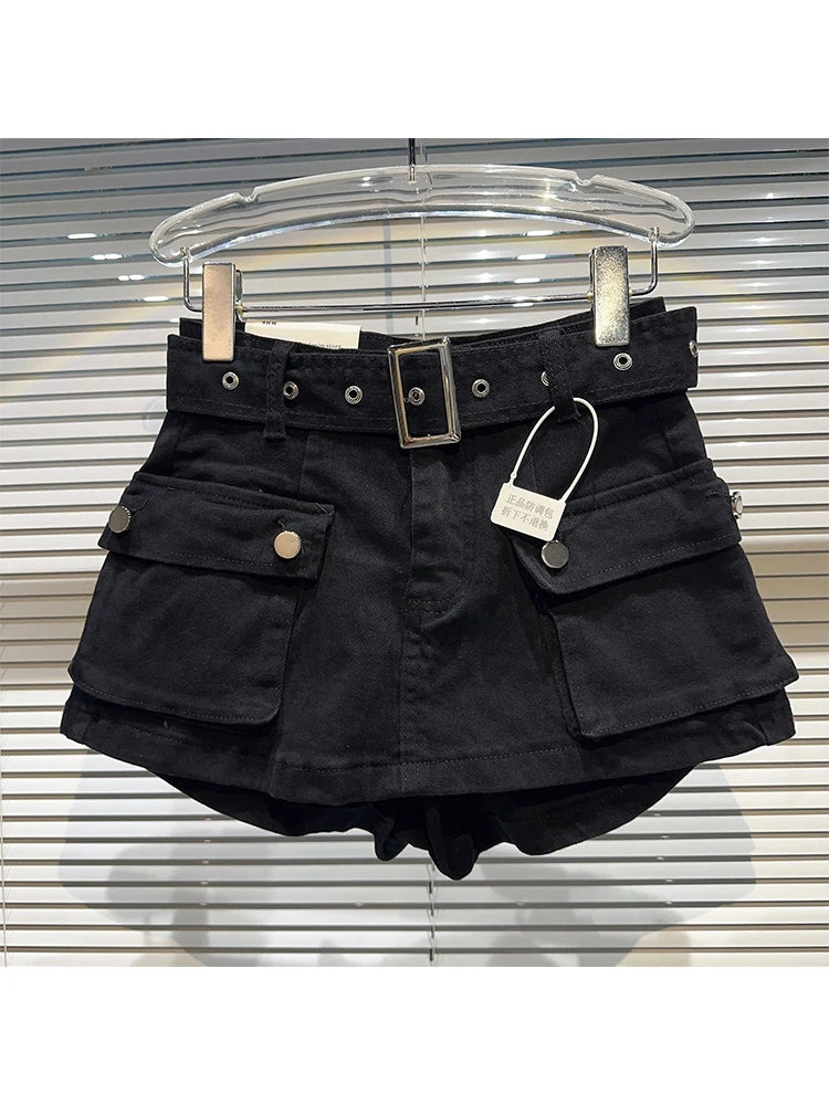 Y2K Harajuku High Waist Jean Skirt Shorts Combo