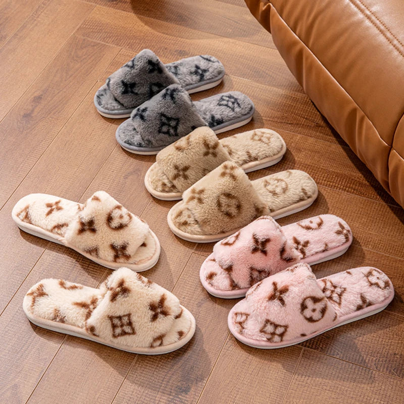Y2K Luxury Fuzzy Fur Slippers