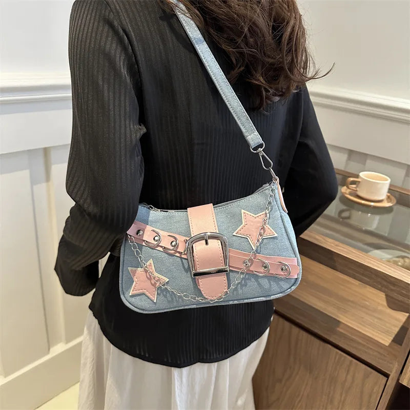 Y2k Retro Star Patch Shoulder Purse