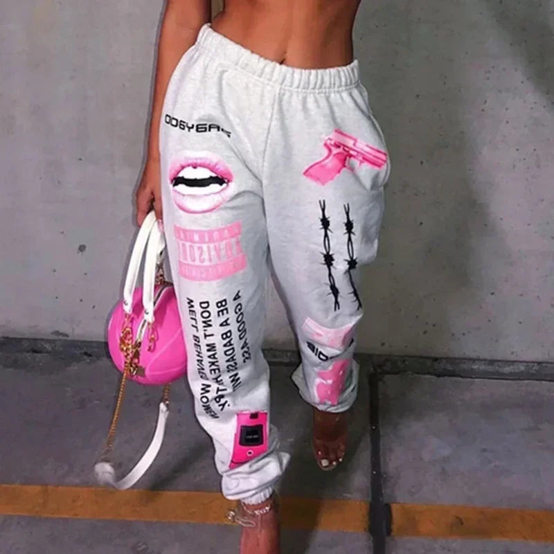Y2K Baddie Streetwear Pants — Trendy Elastic Waist Casual Streetwear