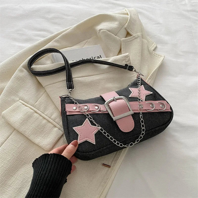Y2k Retro Star Patch Shoulder Purse