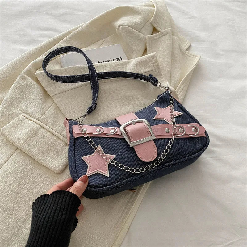 Y2k Retro Star Patch Shoulder Purse