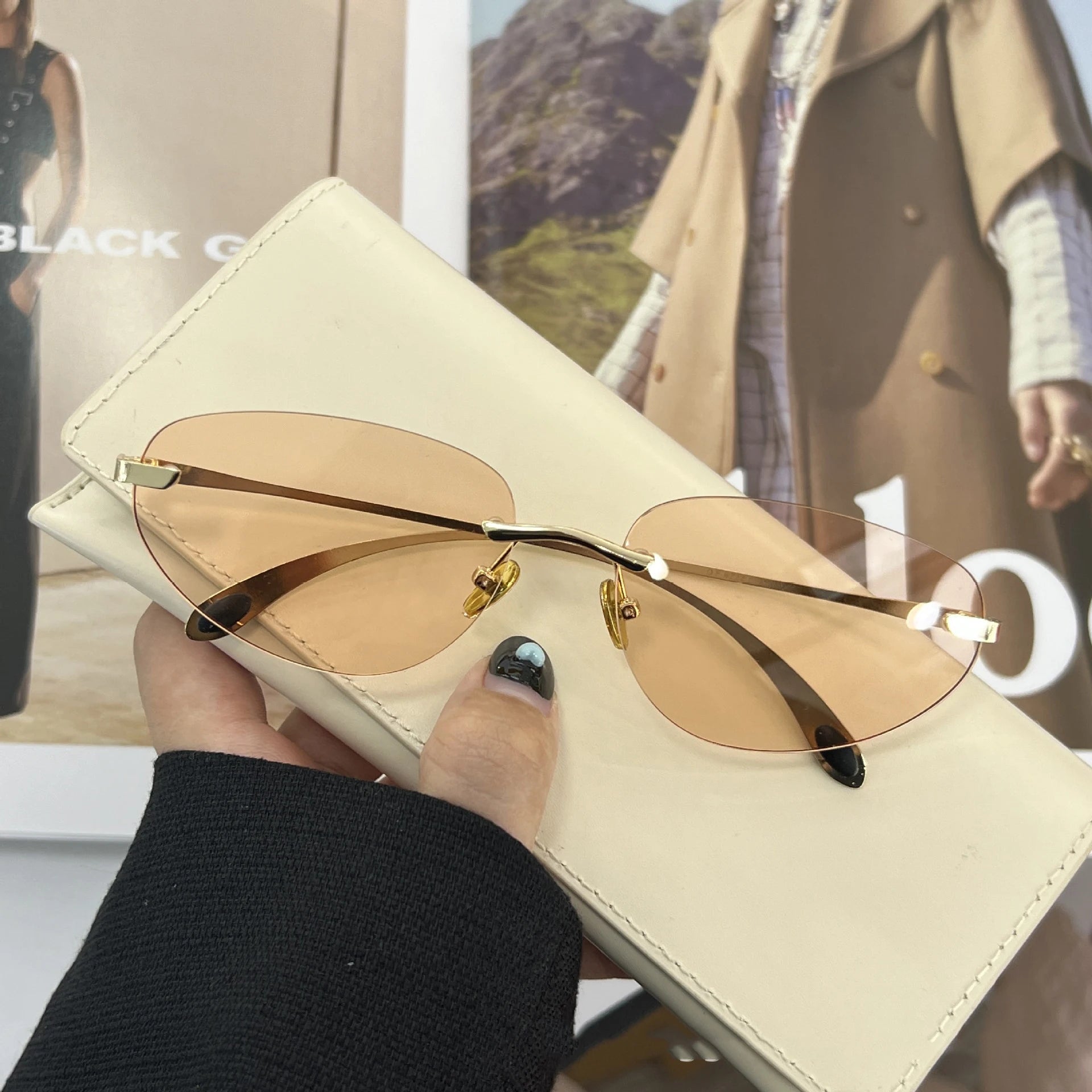 Y2K Cat Eye Frameless Sunglasses