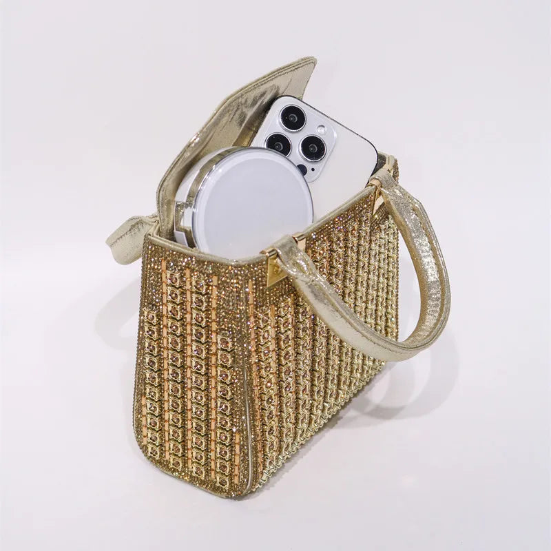 Y2K Luxury Crystal Diamond Evening Clutch — High-End Rhinestone Handbag for Weddings & Parties