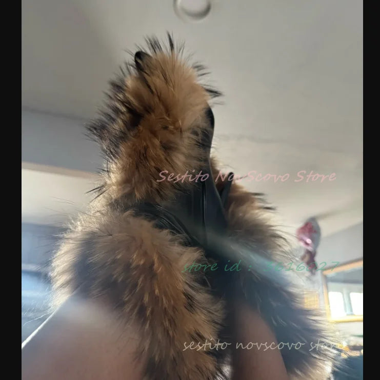 Y2K Frost Kiss Stiletto Boots — Pointed Toe Faux Fur Mid-Calf Heels