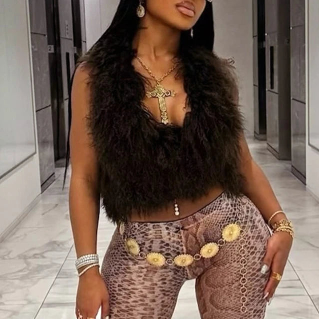 Y2K Fur Fever Halter Top