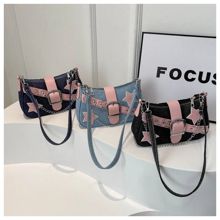 Y2k Retro Star Patch Shoulder Purse