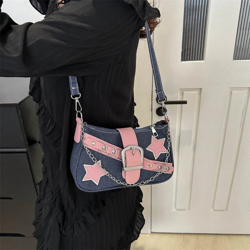 Y2k Retro Star Patch Shoulder Purse